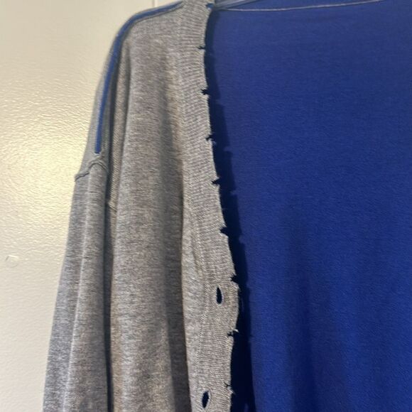 FATE Reversable Distressed Oversized Cardigan Small medium Gray Blue - Picture 12 of 15